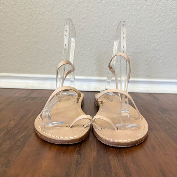 Capri Hand Crafted Toe Ring Ankle Strap Sandals Cream Leather ITALY - Picture 3 of 9